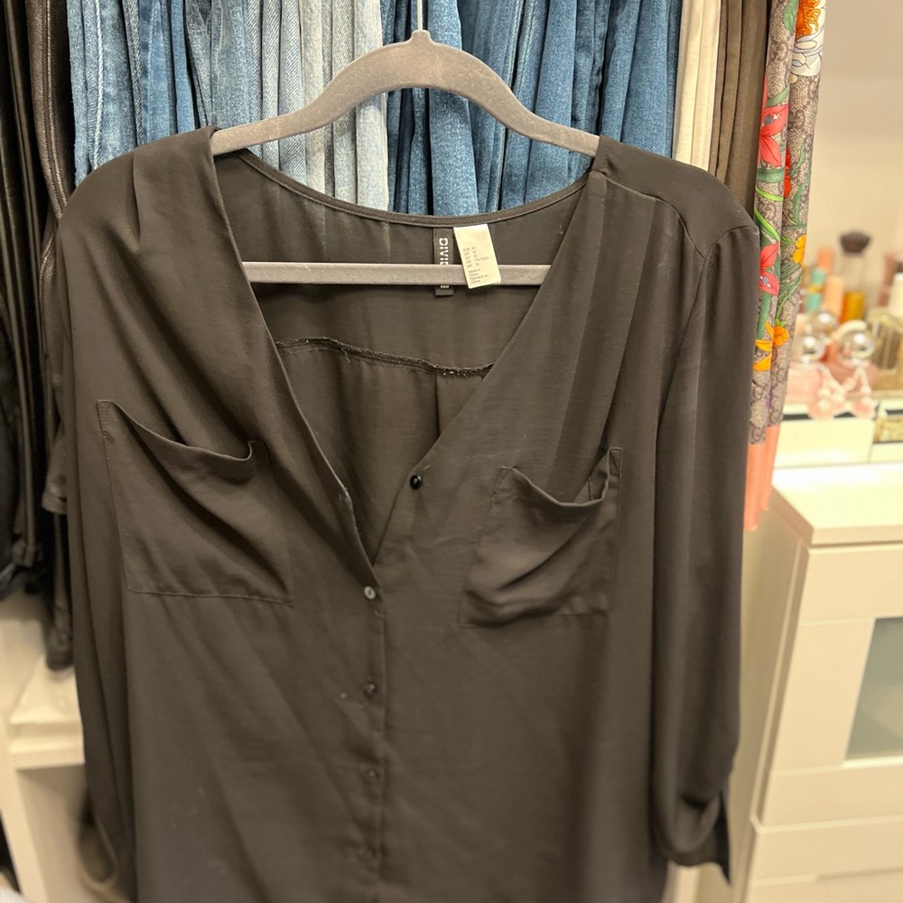 H&M Black Button Down Blouse